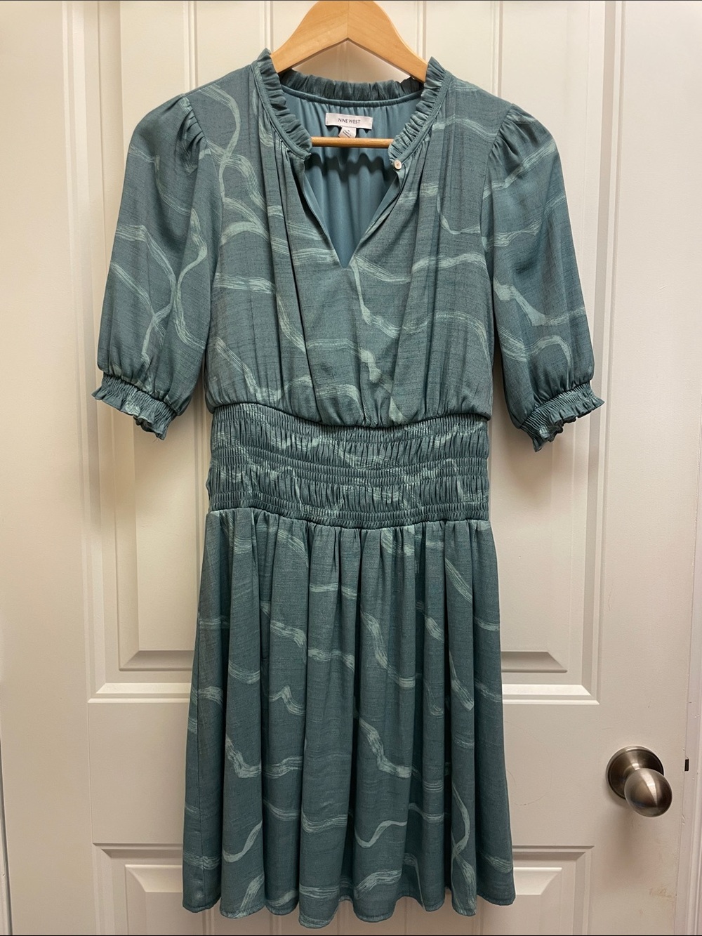 Teal Nine West Short Sleeve Dress